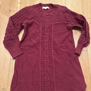 LOFT Knit Maroon Sweater Dress